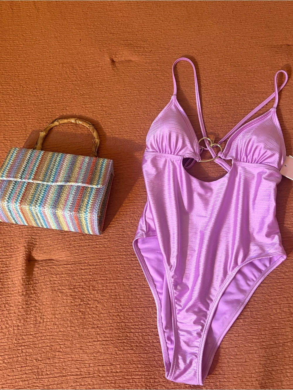 Lilac One-Piece Swimsuit with Ring Detail
